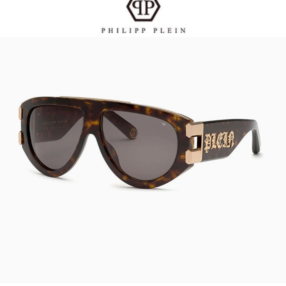 Philipp Plein Brown Sunglasses with Gold Detail